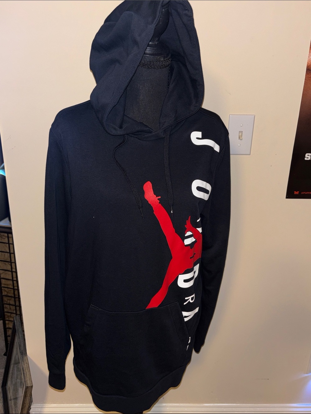Jordan Black Pullover Hoodie with Red Jumpman and White Branding